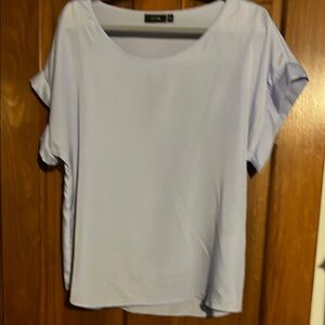 Light blue cap sleeved silky top in large